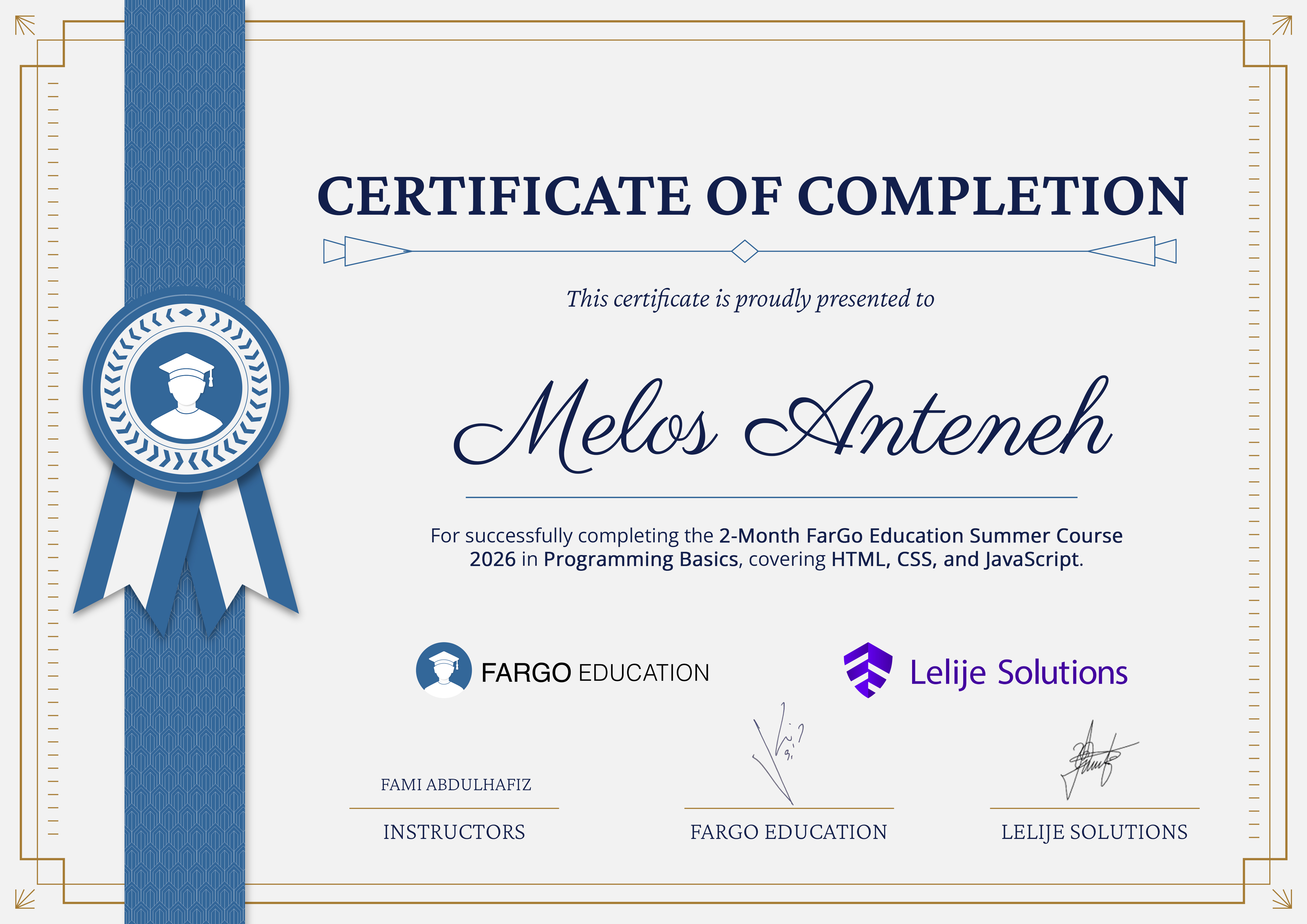My FarGo Certificate